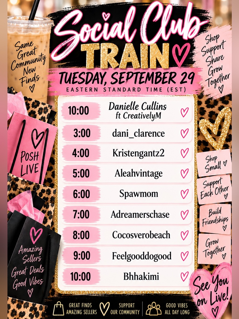 The Social Club Train Party Schedule Poster -
